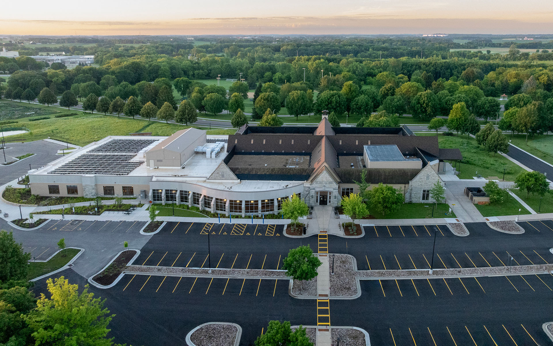 SunPrairieLibraryExteriorDrone